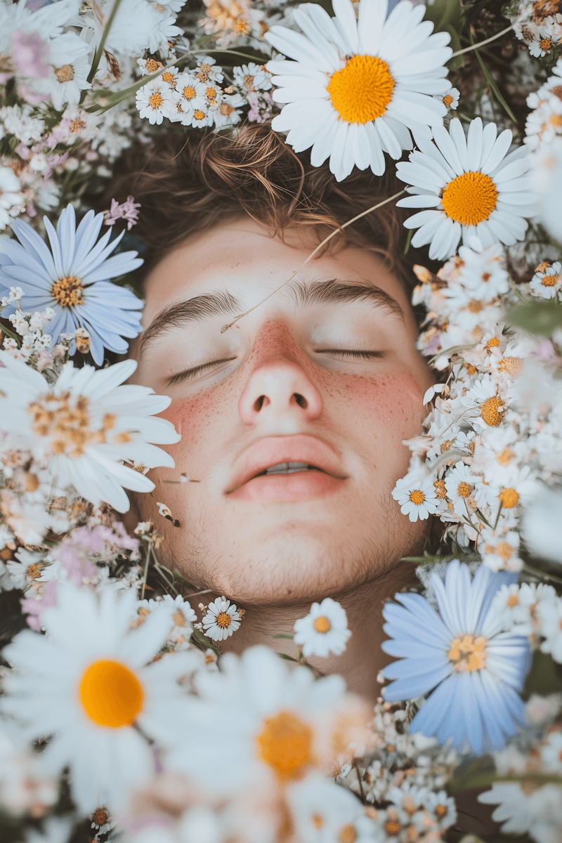 Serene floral portrait photography